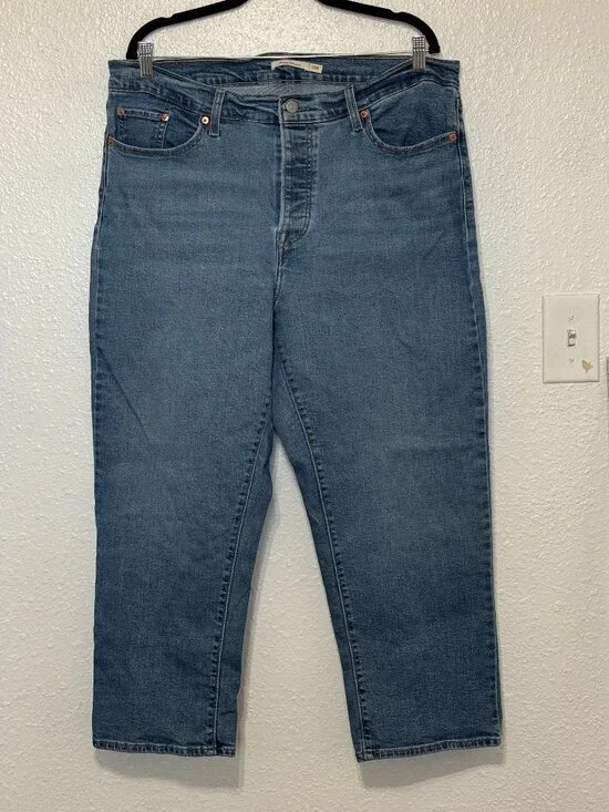 Levi's Wedgie Straight Jeans Women's Size 18W Blue Denim Button Fly - Picture 13 of 13